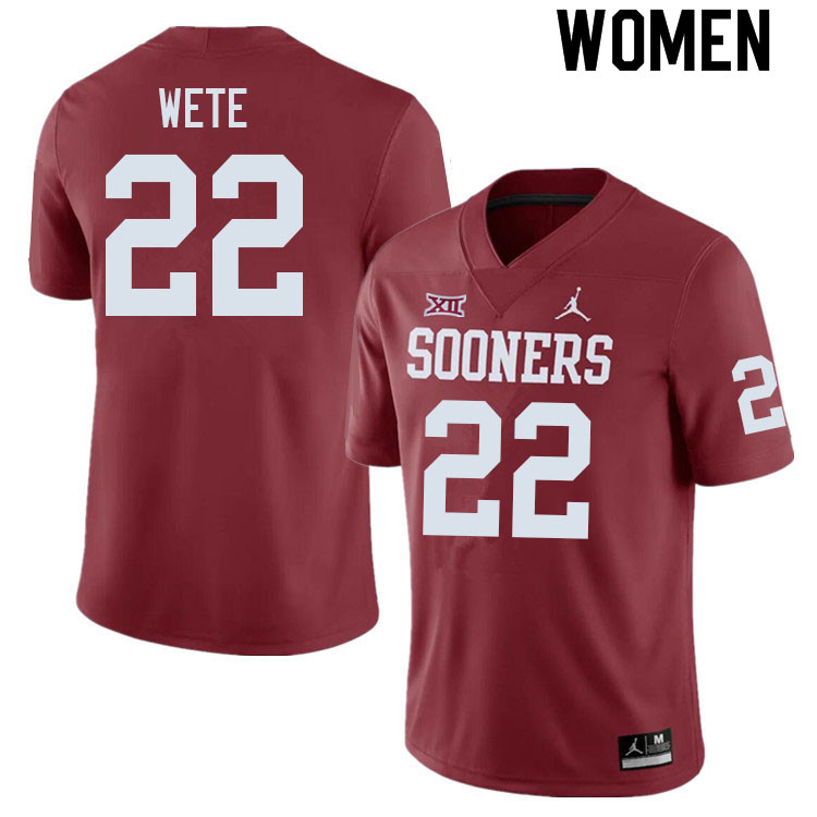 Women #22 Joseph Wete Oklahoma Sooners College Football Jerseys Sale-Crimson
